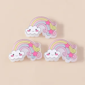 Rainbow cloud resin charms for DIY jewelry making and craft decorations set of three