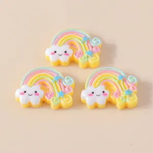 Tre ciondoli in resina arcobaleno e nuvola con glitter per fai da te e accessori per capelli