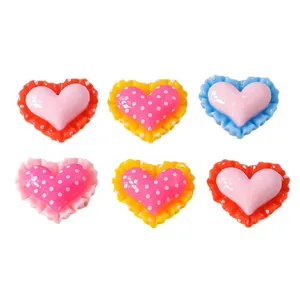 DIY colorful 3D lace heart resin charms for phone cases and jewelry accessories 15pcs set