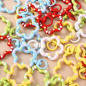 Lote de 5 mosquetones con forma de flor colorida para joyería DIY y accesorios de llaveros