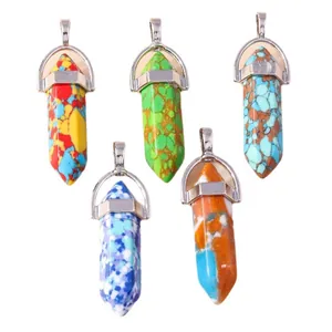 Lot de 5 pendentifs hexagonaux en cristal de couleurs mélangées pour création de bijoux DIY