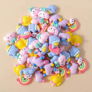 Cartoon resin rainbow and cloud DIY accessories in soft pastel colors for phone case decor