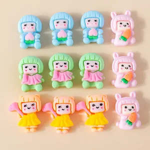 Mix van 12 schattige hars cartoon meisje accessoires voor DIY knutselen en haarsieraden