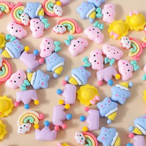Mix of colorful resin rainbow, clouds, stars and sun charms for DIY phone case making