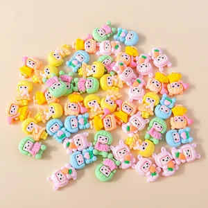 Set van 15 kleurrijke harsaccessoires met cartoonmeisjes voor DIY haarspelden en hoesjes