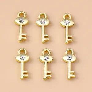 6er-Set goldene Zinklegierung Schlüsselanhänger mit Strass für DIY-Schmuckherstellung