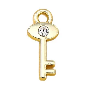 Goldener Schlüsselanhänger aus Zinklegierung mit weißem Strassstein für DIY Schmuck