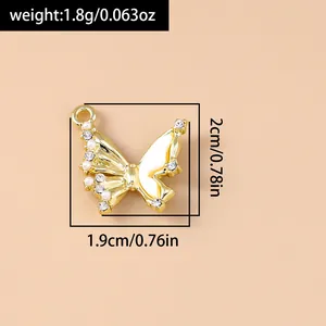 Detail view of butterfly pendant showing size measurements and crystal pearl inlay
