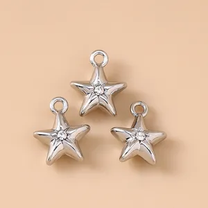 Silver star rhinestone charms for DIY earrings and necklace jewelry making 3 piece set
