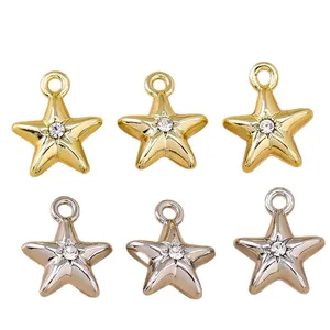 Golden and silver star pendants with rhinestones for DIY jewelry making sets