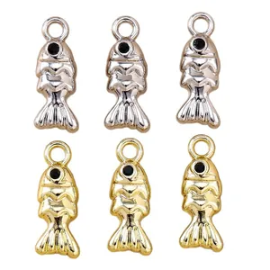 Schattige metalen visbedeltjes in goud en zilver voor DIY sieraden en halskettingen