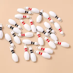Lot de breloques mini quilles de bowling blanches pour bijoux DIY et accessoires de sport