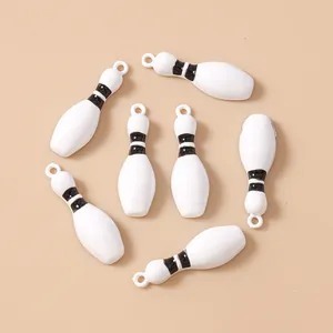 Lot de pendentifs de bowling blancs avec rayures noires pour bijoux DIY
