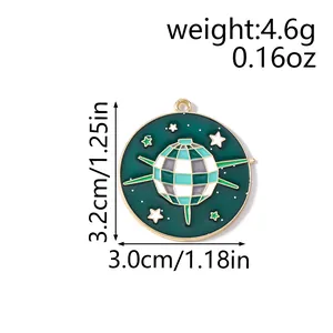 Detailed view of dark green enamel disco ball charm with 3.2cm x 3.0cm size dimensions