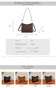Size guide for vintage square PU shoulder bag showing dimensions and color options