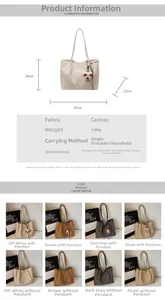 Options de couleurs et dimensions du sac cabas en toile avec détails de broderie