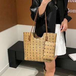 Ensemble sac cabas kaki pour femme avec motifs d'ours et petite pochette assortie