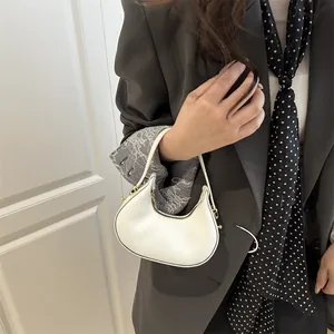 French luxury white hobo handbag for women with smooth leather and gold hardware