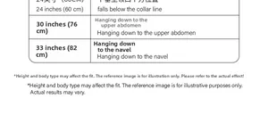 Size guide for S925 sterling silver necklaces showing lengths from 24 to 33 inches