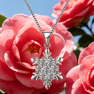 Dettaglio della collana con ciondolo a fiocco di neve in argento S925 e zirconi