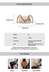 Dettaglio borsa a tracolla trapuntata dimensioni 20x13x7cm con specifiche in pelle PU