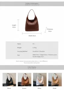 Infos sur la taille et détails de la matière du sac cabas hobo en similicuir tressé