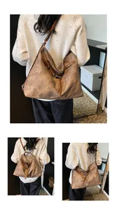 Close-up of vintage brown leather bag showing versatile straps for backpack and shoulder use