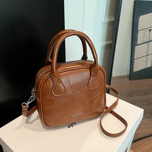 Women Retro PU Leather Shoulder Bag Patchwork Stitched Pillow Crossbody Handbag With Single Adjustable Strap Daily Fashion Purse