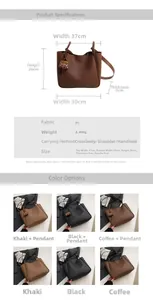 Detailed size chart for the PU leather tote bag with dimensions and leopard heart charm