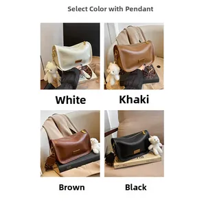 Selection of retro Boston bags in four colors with leopard straps and bear charms