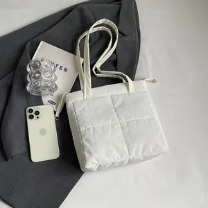 Borsa Tote Trapuntata da Donna Leggera a Tinta Unita Quadrata Borsa a Spalla Casual Pendolare