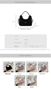 Detailed plush crossbody bag dimensions: 20x17x8cm with adjustable strap and faux fur texture