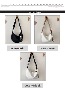 Comparaison détaillée de trois sacs bandoulière croissant en nylon avec une règle de 20 cm