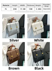 Tableau détaillé des tailles et affichage quatre couleurs du sac en cuir PU