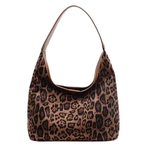 Große Hobo-Schultertasche mit Leopardenmuster im Vintage-Stil für den täglichen Gebrauch