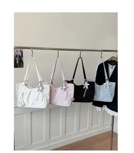 Korean style polka dot tote bag large capacity casual shoulder bag for women fashion