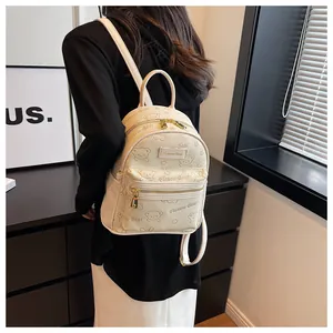 Detailansicht Mini-Rucksack mit niedlichen Bären-Prints und goldenen Reißverschlüssen