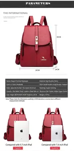 Guida alle dimensioni dello zaino in pelle PU rossa con misure 30x24x14cm e capacità