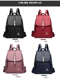 Zaini da donna nei colori nero, rosso, viola e blu in ecopelle con finitura a grana fine