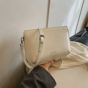 Sac Bandoulière Femme Cuir PU Minimaliste Urbain Petit Sac Carré Accordéon Sac Épaule Imprimé Lettres Ajustable