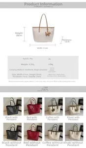 Detailed size chart and multi-color matrix for large minimalist PU leather tote bag