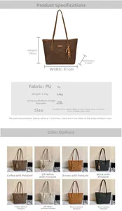 Detailed size specifications and interior capacity guide for minimalist PU tote bag