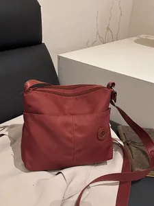 Women's Casual Nylon Oxford Crossbody Bag Lightweight Multi-Pocket Shoulder Bag With Wide Letter Strap Fashion Commute Tote Bag