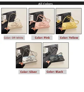 Detailed view of fashionable crossbody bags with bow design in five stylish colors