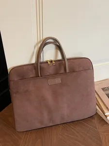 Γυναικεία Τσάντα Laptop Tote από Συνθετικό Σουέτ Μεγάλη Χωρητικότητα Απλή Επαγγελματική Τσάντα Ώμου Μονόχρωμος Χαρτοφύλακας