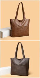 Detailed comparison of large tote bags in light brown and dark coffee textured leather