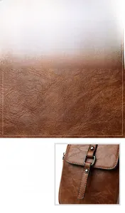 Détail de la texture cuir PU marron grainé avec boucle métallique argentée élégante