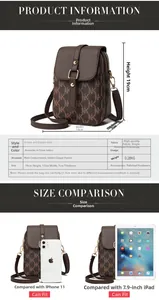 Detailed size chart for mini crossbody bag showing 19x13x7cm dimensions and weight