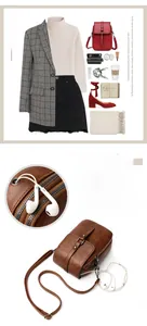 Détail du petit sac bandoulière vintage avec port casque et fermeture éclair