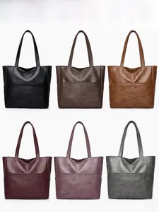 Multi-color soft leather tote bags available in black brown wine purple and grey